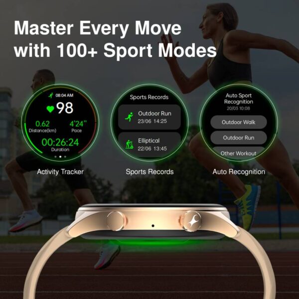 Fastrack Optimus2 Pro-1.43'' AMOLED|Advanced Blazing Fast UI|AOD|Metal Case|Working Crown Smartwatch  (Beige Strap, Free Size) - Image 4